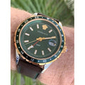 Versace Hellenyium Green Dial Brown Leather Strap Watch for Men - V11090017