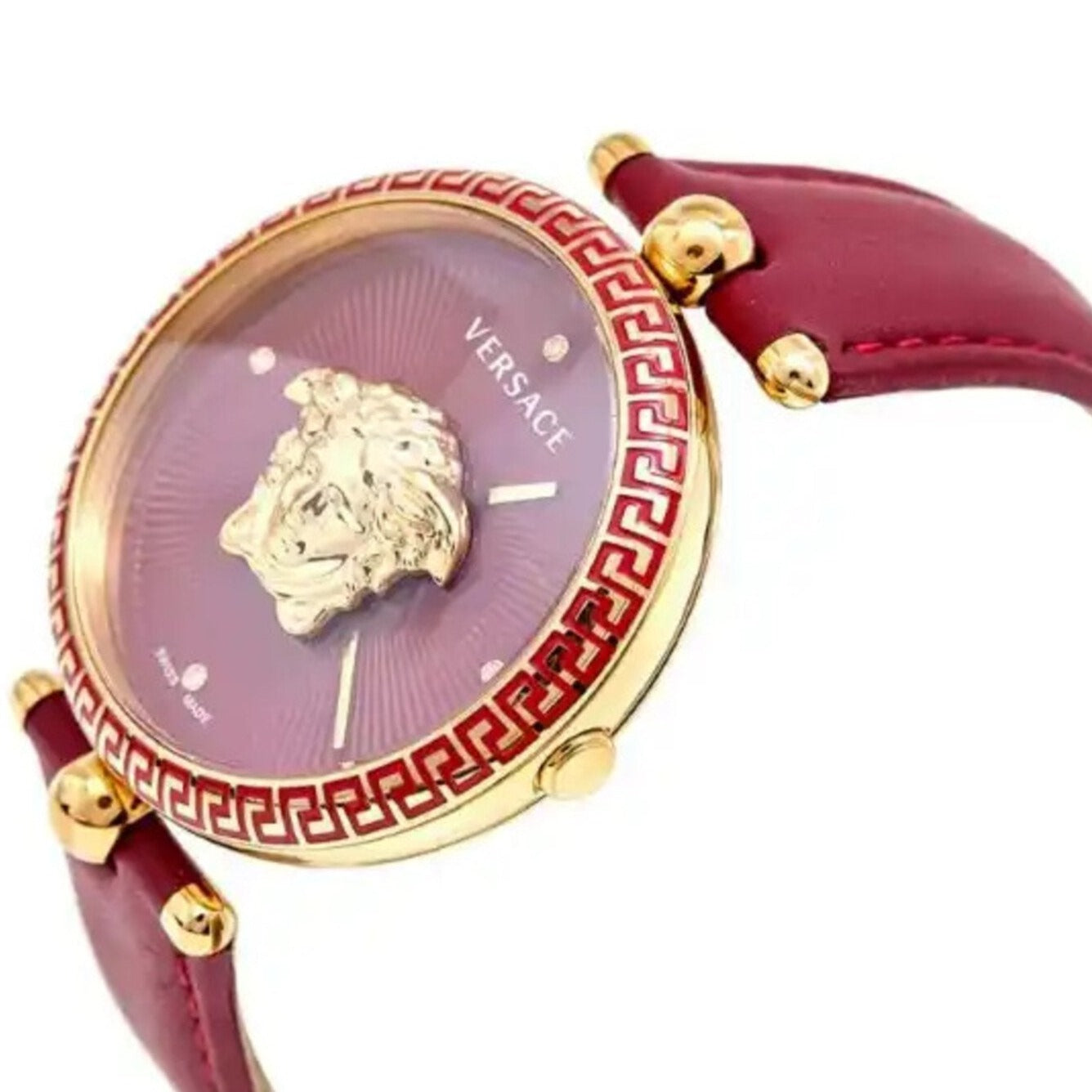 Versace Palazzo Empire Red Dial Red Leather Strap Watch for Women - VCO120017