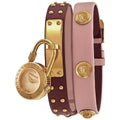 Versace Medusa Lock Icon Gold Dial Red Leather Strap Watch for Women - VEDW00319