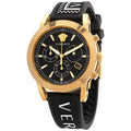 Versace Sports Tech Chronograph Black Dial Black Rubber Strap Watch for Men - VELT00119