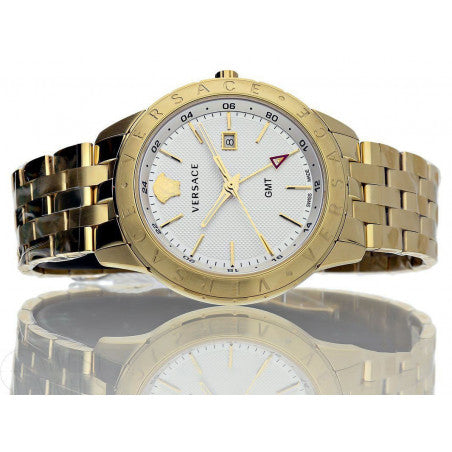 Versace Univers Quartz White Dial Gold Steel Strap Watch for Men - VEBK00518