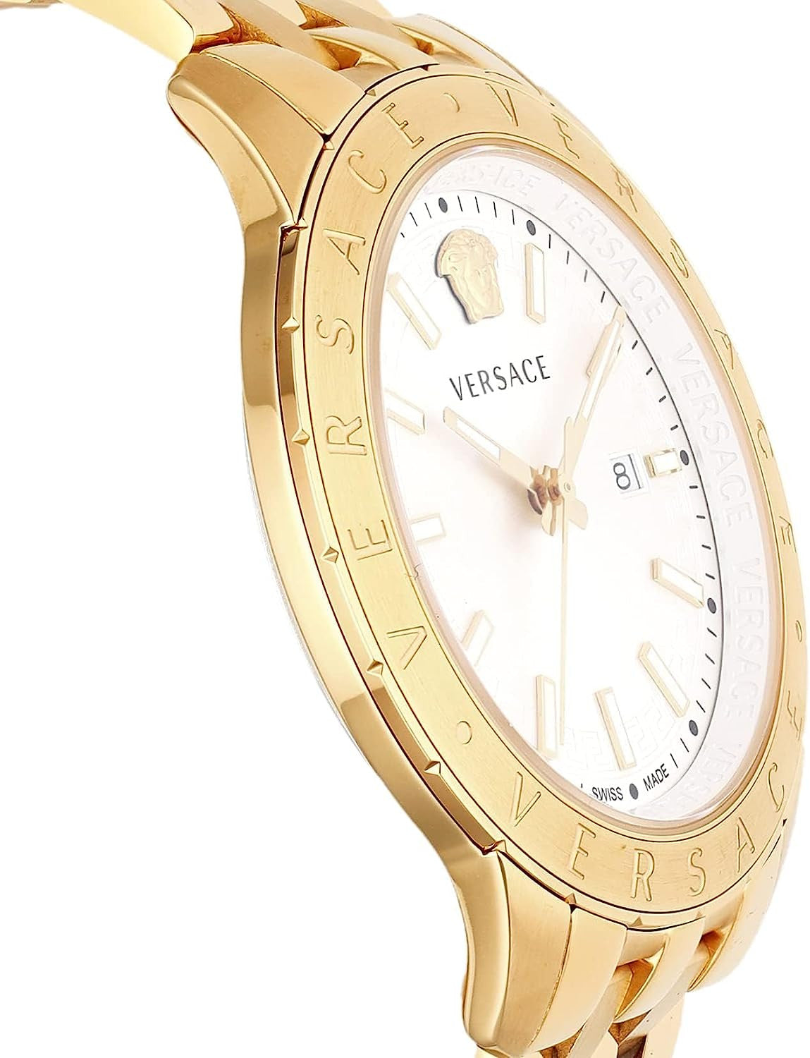 Versace Univers Quartz White Dial Gold Steel Strap Watch for Men - VEBK00518