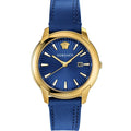 Versace V-Urban Quartz Blue Dial Blue Leather Strap Watch for Men - VELQ00319