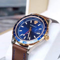 Versace Hellenyium GMT Blue Dial Brown Leather Strap Watch for Men - V11080017