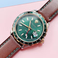 Versace Hellenyium Green Dial Brown Leather Strap Watch for Men - V11090017