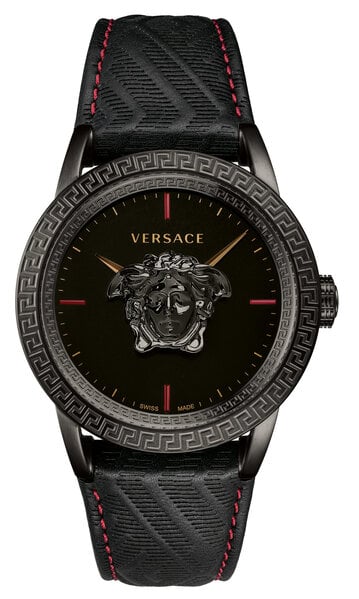 Versace Palazzo Empire Black Dial Black Leather Strap Watch for Men - VERD00218