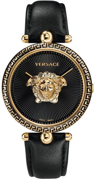 Versace Palazzo Empire Black Dial Black Leather Strap Watch for Women - VCO020017