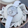 Calvin Klein Accent Silver Dial White Leather Strap Watch for Women - K2Y231K6