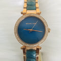 Michael Kors Parker Blue Mother of Pearl Dial Two Tone Steel Strap  Watch for Women - MK6491