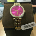 Michael Kors Darci Fuchsia Dial Gold Steel Strap Watch for Women - MK3444