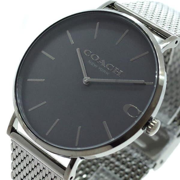 Coach Charles Black Dial Grey Mesh Bracelet Watch for Men - 14602145