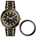 Versace V Extreme Pro Black Dial Two Tone Steel Strap Watch for Men - VCN040017