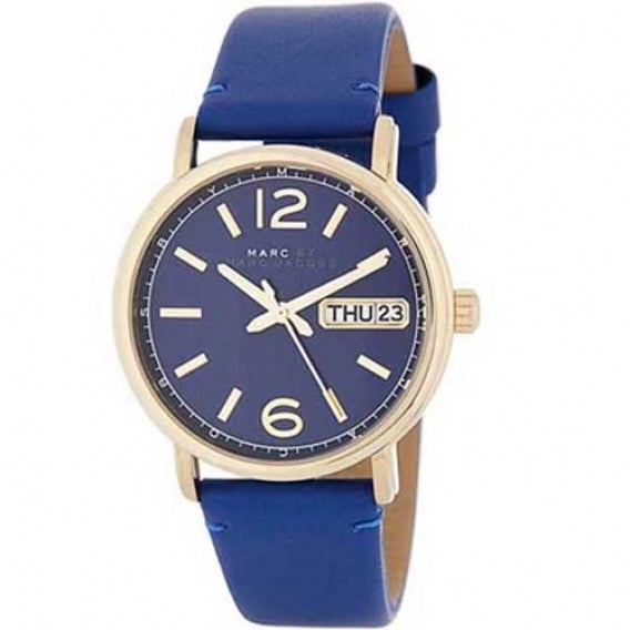 Marc Jacobs Marc Fergus Blue Dial Blue Leather Strap Watch for Women - MBM8650