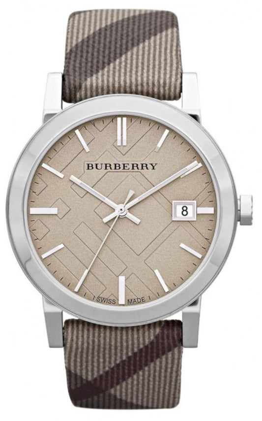 Burberry The City Brown Dial Chequered Brown Leather Strap Watch for Women - BU9029