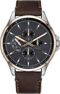 Tommy Hilfiger Shawn Multi Function Quartz Grey Dial Brown Leather Strap Watch for Men - 1791615