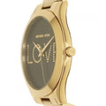 Michael Kors Slim Runway Black Dial Gold Steel Strap Watch for Women - MK3803