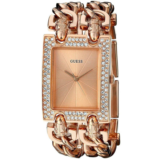 Guess Mod Heavy Metal Diamonds Rose Gold Dial Rose Gold Steel Strap Watch for Women - W0072L3