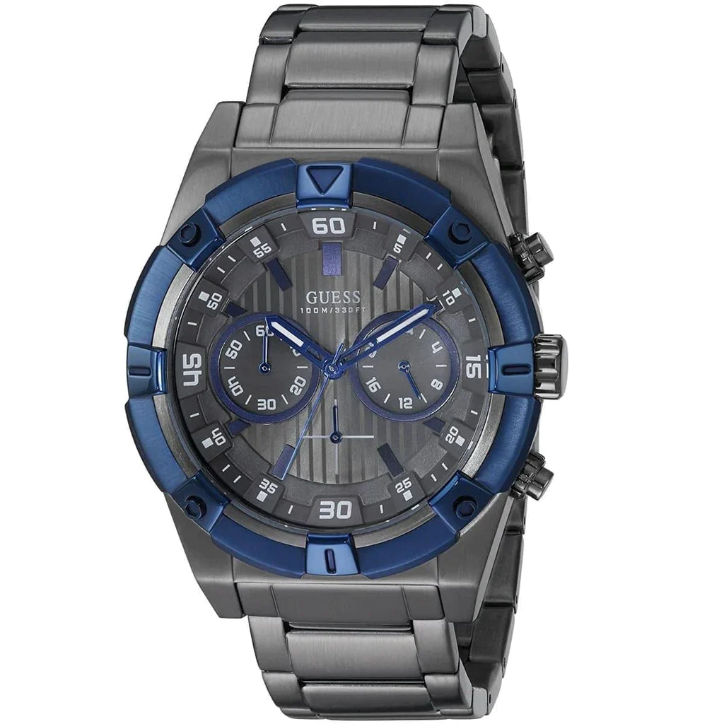 Guess Sport Analog Grey Dial Grey Steel Strap Watch for Men - W0377G5