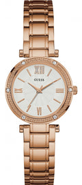 Guess Park Ave White Dial Rose Gold Steel Strap Watch for Women - W0767L3