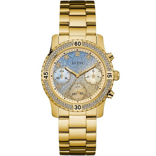 Guess Confetti Diamonds Gold Dial Gold Steel Strap Watch for Women - W0774L2