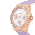 Guess Starlight Diamonds White Dial Purple Rubber Strap Watch for Women - W0846L6