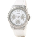 Guess Starlight Multifunction Diamonds White Dial White Rubber Strap Watch for Women - W0846L8