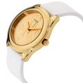 Guess G-Twist Gold Dial White Rubber Strap Watch for Women - W0911L7