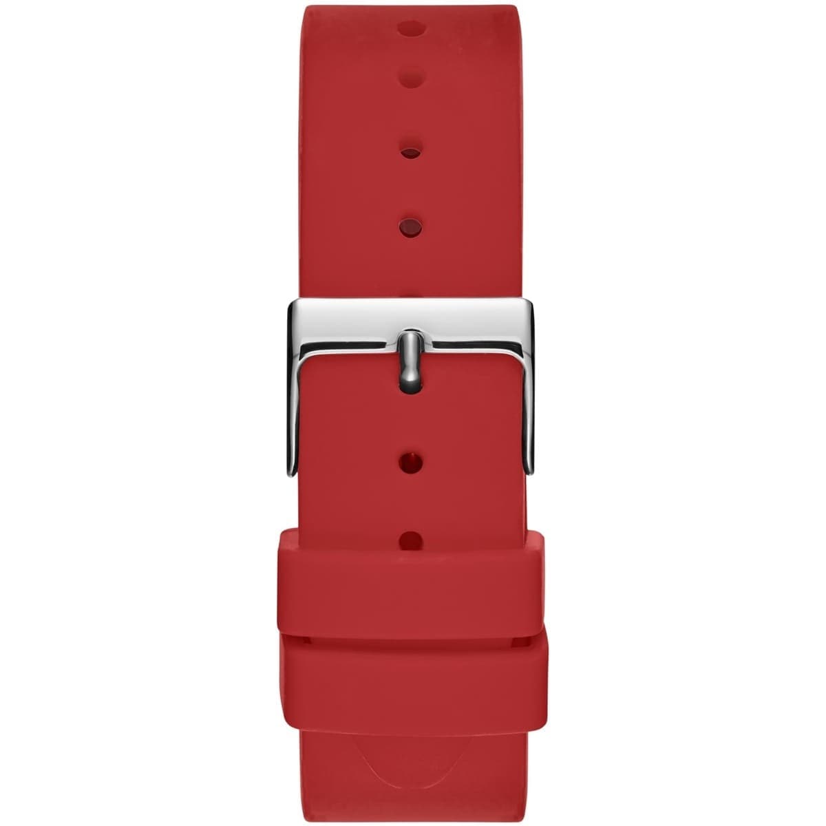 Guess G-Twist Silver Dial Red Rubber Strap Watch for Women - W0911L9