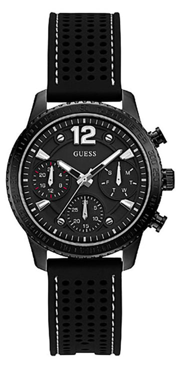 Guess Marina Chronograph Black Dial Black Rubber Strap Watch for Women - W1025L3