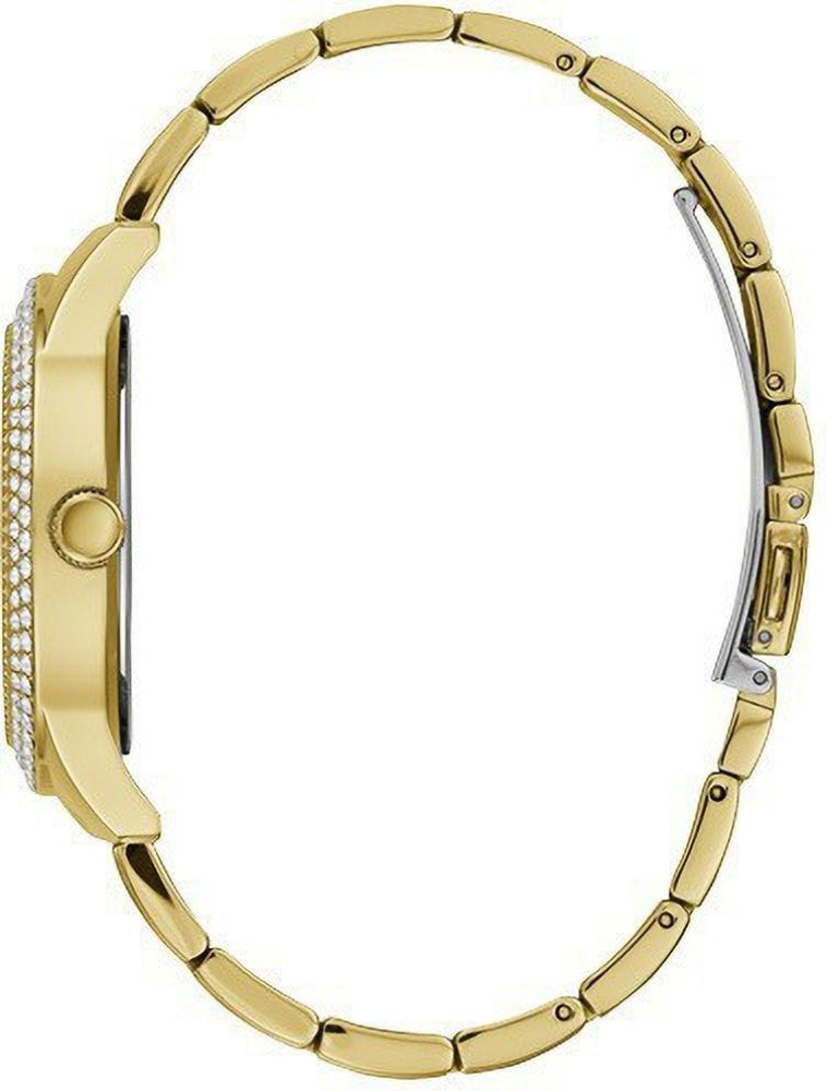 Guess Bedazzle Diamonds Gold Dial Gold Steel Strap Watch For Women - W1097L2