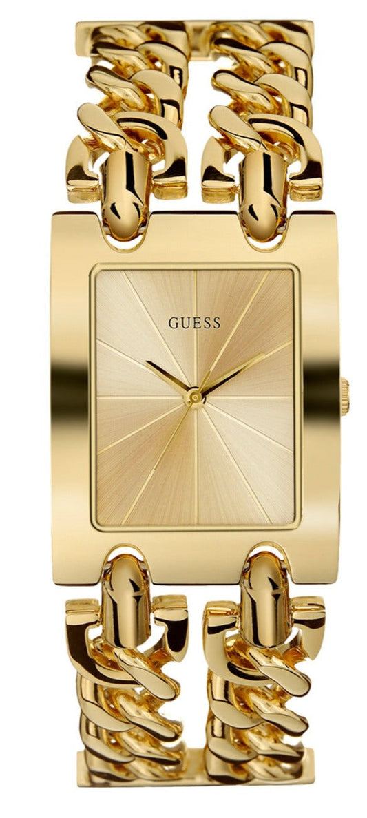 Guess Mod Heavy Metal Gold Dial Gold Steel Strap Watch For Women - W1117L2