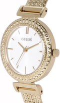 Guess Quartz White Dial Gold Steel Strap Watch For Women - W1152L2