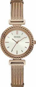 Guess Monroe Silver Dial Rose Gold Steel Strap Watch For Women - W1152L3