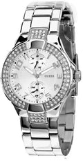 Guess Mini Prism Diamonds Silver Dial Silver Steel Strap Watch for Women - W12638L1