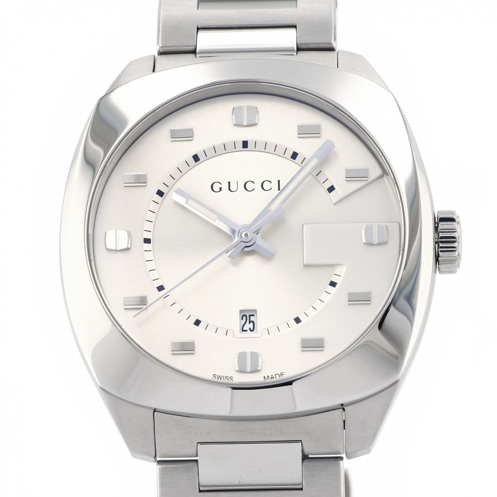 Gucci GG2570 Quartz Silver Dial Silver Steel Strap Watch For Men - YA142308