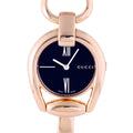 Gucci Horsebit Black Dial Rose Gold Steel Strap Watch For Women - YA139507