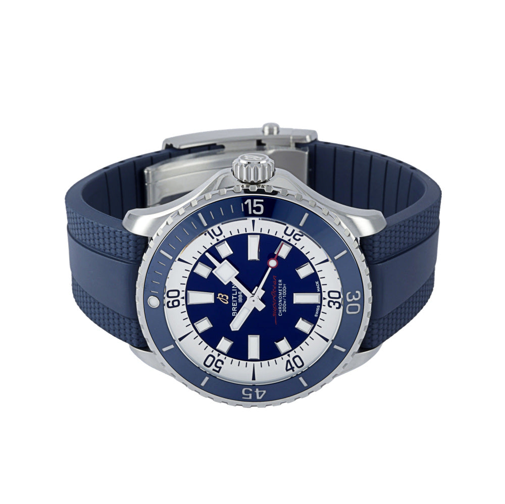 Breitling Superocean Automatic 46 Blue Dial Blue Rubber Strap Watch for Men - A17378E71C1S1