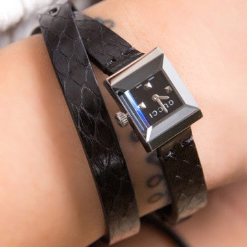 Gucci G-Frame Black Leather Watch For Women - YA128526