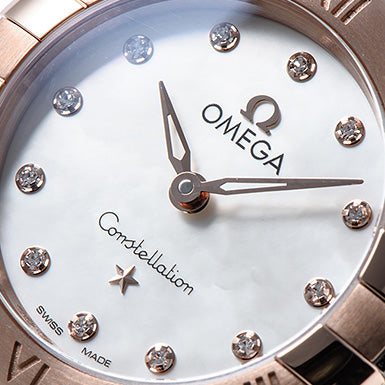 Omega Constellation Manhattan Quartz Diamonds Mother of Pearl Dial Two Tone Steel Strap Watch for Women - 131.20.25.60.55.001