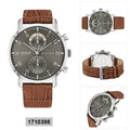 Tommy Hilfiger Kane Grey Dial Brown Leather Strap Watch for Men - 1710398