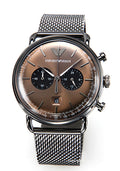 Emporio Armani Aviator Brown Dial Grey Mesh Bracelet Watch For Men - AR11141