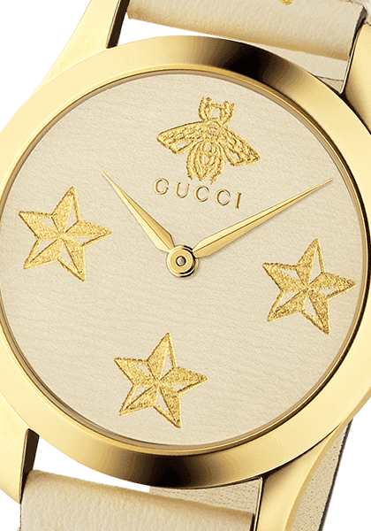 Gucci G Timeless White Dial White Leather Strap Watch For Women - YA1264096