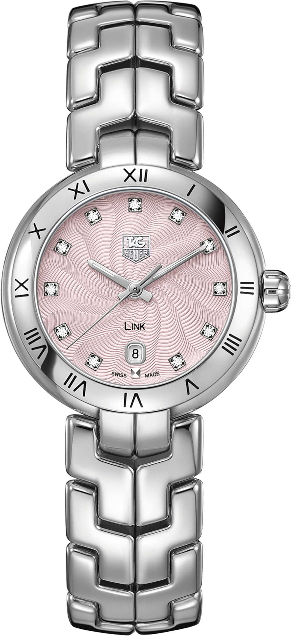 Tag Heuer Link Diamonds Pink Dial Silver Steel Strap Watch for Women - WAT1415.BA0954