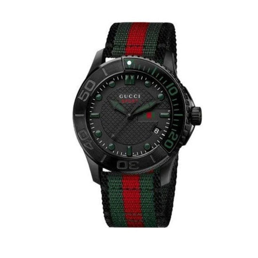 Gucci G Timeless Sport Black Dial Two Tone NATO Strap Watch For Men - YA126229