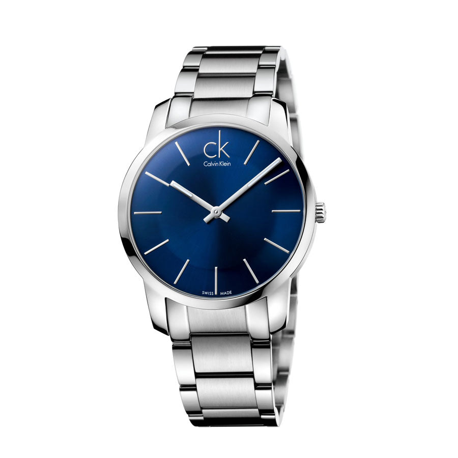 Calvin Klein City Blue Dial Silver Steel Strap Watch for Men - K2G2114N