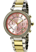 Michael Kors Parker Pink Dial Two Tone Steel Strap Watch for Women - MK6140