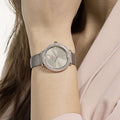 Swarovski Crystal Frost Silver Dial White Leather Strap Watch for Women - 5484070