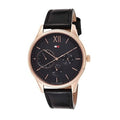 Tommy Hilfiger Damon Quartz Black Dial Black Leather Strap Watch for Men - 1791419