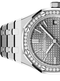 Audemars Piguet Royal Oak 50th Anniversary Diamonds Grey Dial Silver Steel Strap Watch for Men - 15551ST.ZZ.1356ST.03