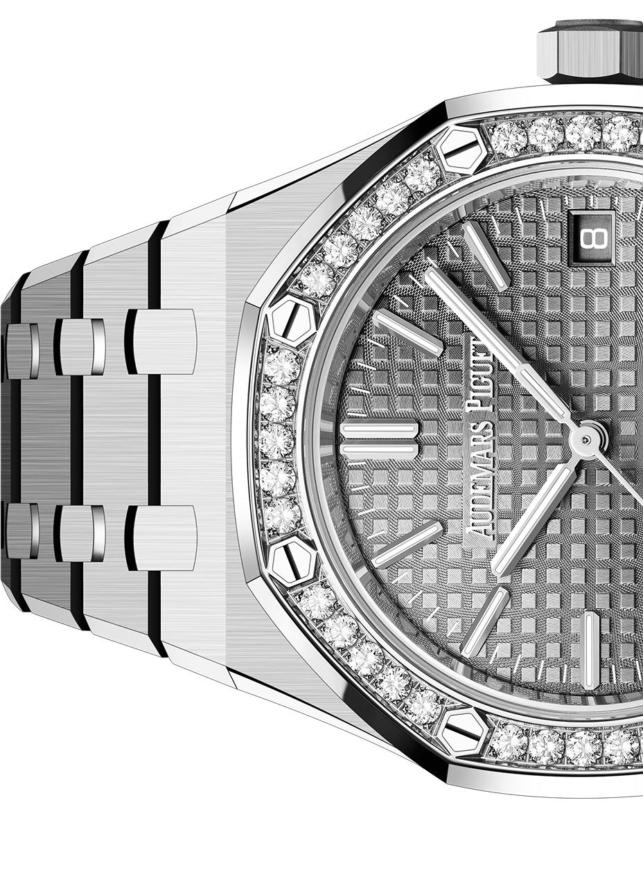 Audemars Piguet Royal Oak 50th Anniversary Diamonds Grey Dial Silver Steel Strap Watch for Men - 15551ST.ZZ.1356ST.03